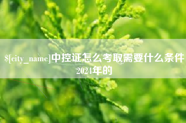 泗阳中控证怎么考取需要什么条件2024年的